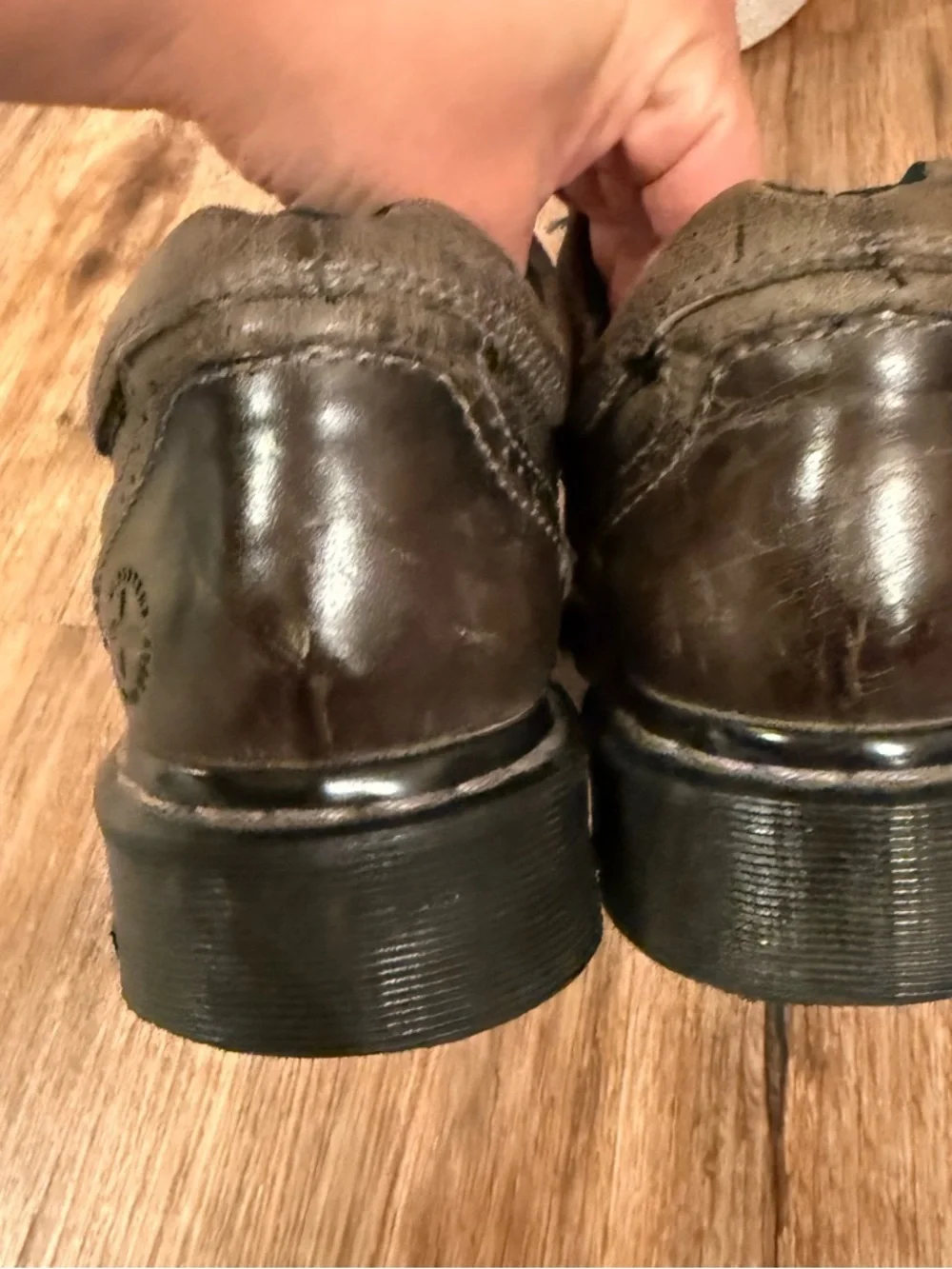 Vintage Y2K Doc Marten X Buckle Oxford Brown Leather Chunky Grunge Punk W9 M8